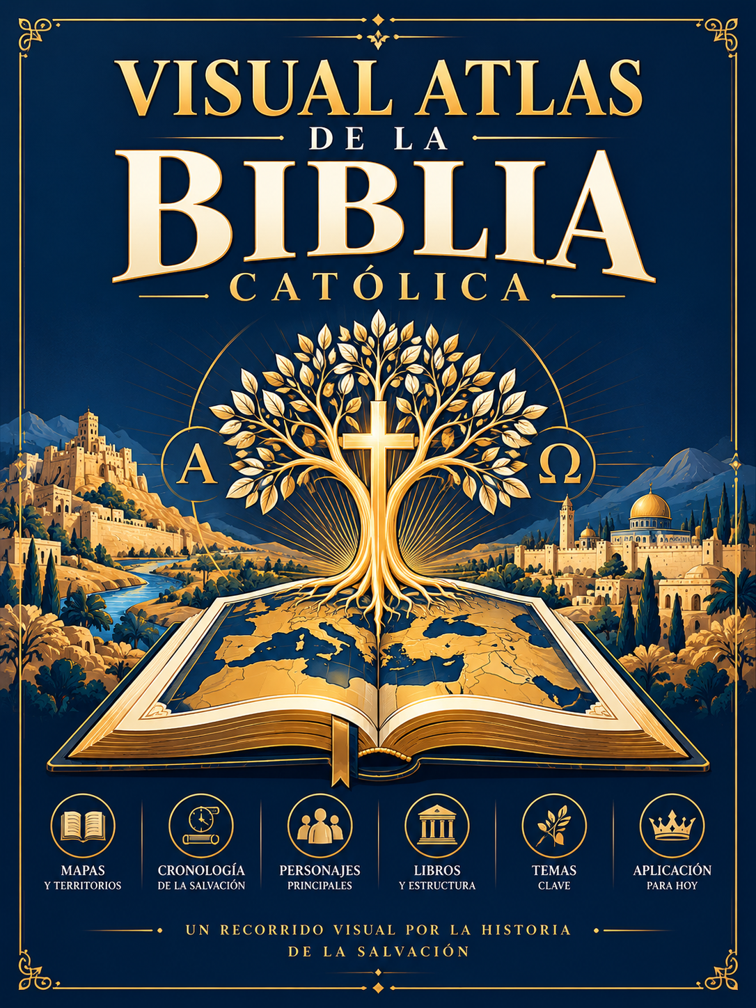Portada ilustrada del Atlas Visual de la Biblia Católica